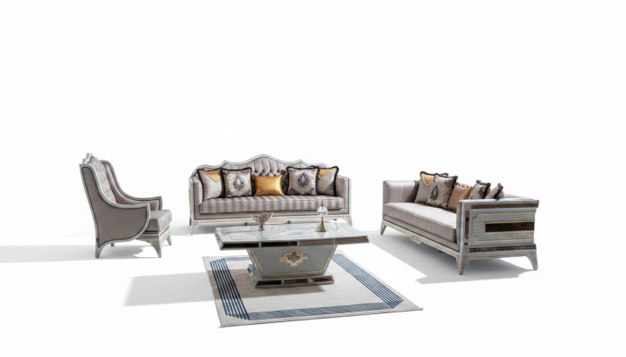 Klassische Sofagarnitur Königliche Stil Möbel Sofa Couch Set Couchtisch 4tlg