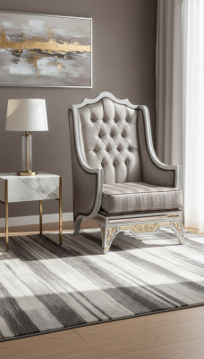 Klasická židle Luxus Designer Šedé textilie 1místná potahovaný křeslo Nábytek Nový