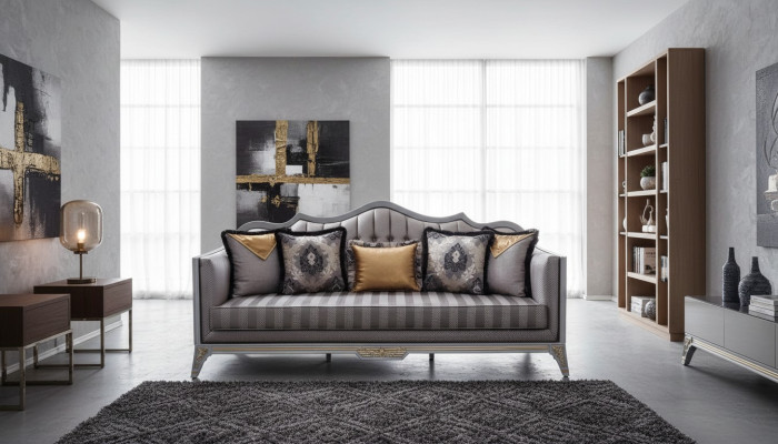 Sofa 3 Sitzer Couchen Sofas Dreisitzer Textil Luxus Couch Polster Barock