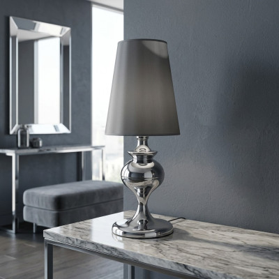 Tischlampe Leselampe Leuchte NachttischlampeGrau Metall Wohnzimmer