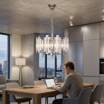 Kronleuchter Lampe Hängeleuchte Lampen Leuchten Beleuchtung Luster Silber