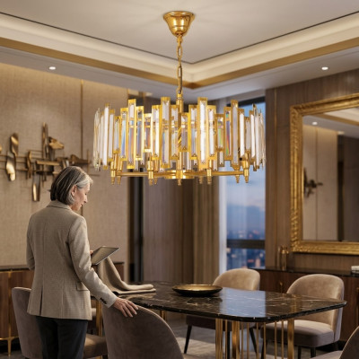 Lustr Krystal Svítidlo Nový Lampa Zlatá Obývací Pokoj Luxus