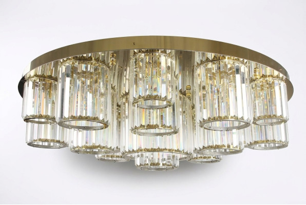 Runder Kronleuchter Deckenleuchte Luster Deckenlampe Wohnzimmer Gold