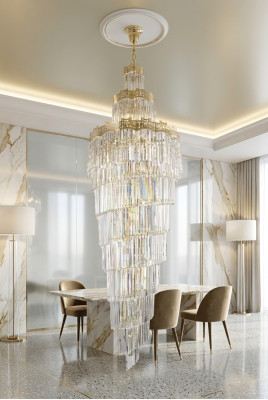 Kronleuchter Deckenleuchte Luxus Design Kristall Leuchte Wohnzimmer Lampe gold