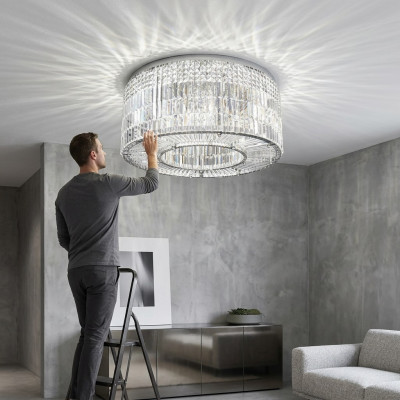 Kronleuchter Modern Designer 16 Licht Anhänger Chrome Wohnzimmer Kristall
