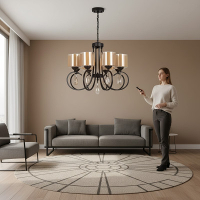 Deckenlampe Wohnzimmer Deckenleuchten Lichtschirm Luster Glas Luxus