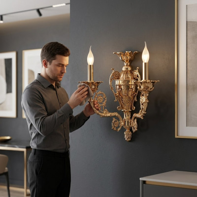Klassische Wandleuchte Lampe Kronleuchter Wandlampen Leuchte Wand Kristall