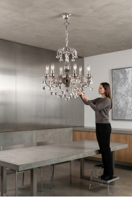 Lampe Kronleuchter Leuchte klassisch Luxus Wohnzimmer Chrome Kristall