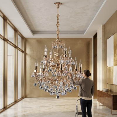 Stropní svítidlo Lustr Lustr Krystalem Lampa Osvětlení Lampy Peníze 65x113