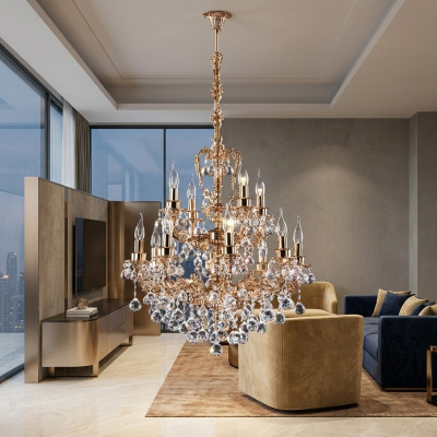 Stropní svítidlo Lustr Lustr Krystalem Lampa Osvětlení Lampy Peníze 65x113