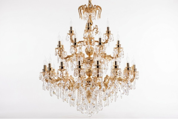 Moderne Kronleuchter Leuchte klassisch Luxus Wohnzimmer Brass Kristall