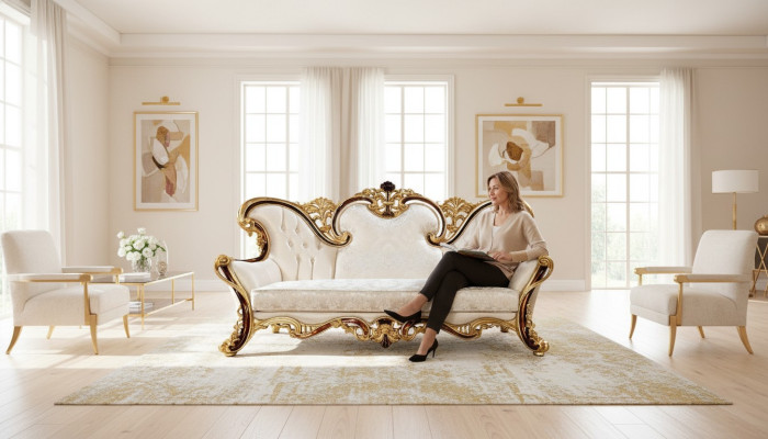 Königliches Sofa Dreisitzer Couch Polster Möbel Couchen Sofas Textil