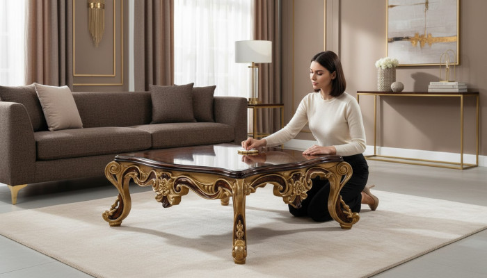 Couchtisch Holz Tisch Wohnzimmer Klassischer Design Luxus Holztisch 119x91cm