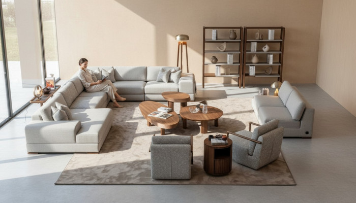 Rohová sedací souprava U tvaru Obývací pokoj Nábytek Moderní Designéry Tkaninová Pohovka Textilní