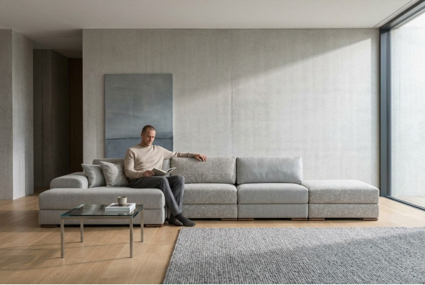 Ecksofa L form Wohnzimmer Polster Textil Sofas Modern Design Luxus 415 x 150