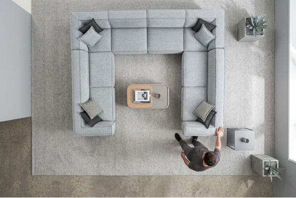 Obývací pokoj Rozkládací sedací souprava U tvaru Luxus Moderní Design Šedé Velké Pohovka Obývací stěna