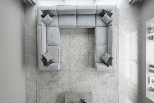 Obývací pokoj Rozkládací sedací souprava U tvaru Luxus Moderní Design Šedé Velké Pohovka Obývací stěna