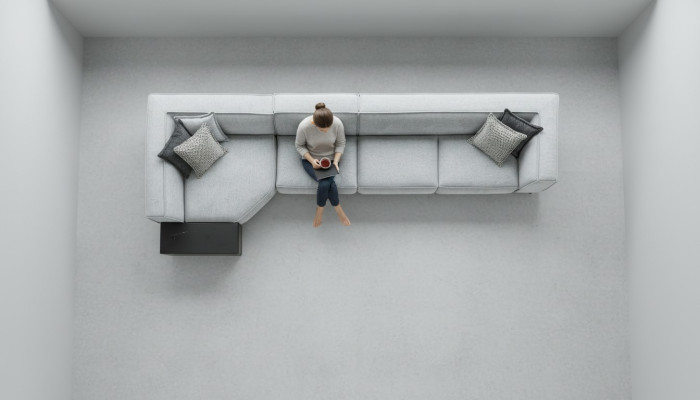 Eckgarnitur Couch Sofa Grau Stoff Couchen Möbel 430x165 Sofas Sofas