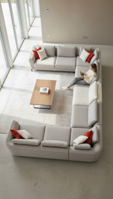 Ecksofa U- Form Luxus Wohnzimmer Beige Polstersofa Modern Stil Neu