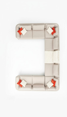 Ecksofa U- Form Luxus Wohnzimmer Beige Polstersofa Modern Stil Neu
