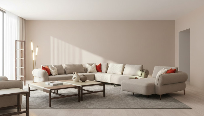 Ecksofa U- Form Beige Luxus Wohnzimmer Modern Polstersofa Neu