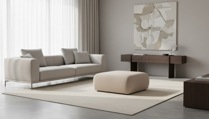 Hocker Beige Wohnzimmer Polster Textil Möbel Möbel Ottomane Couch