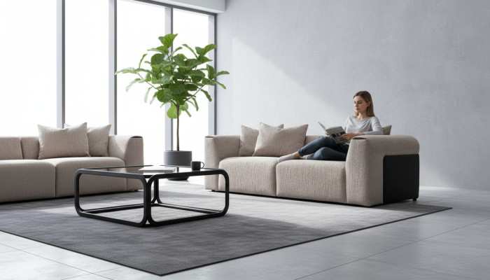 Moderní sedací souprava z luxusní textilie do obývacího pokoje - Pohovka 3místná s moderním designem.