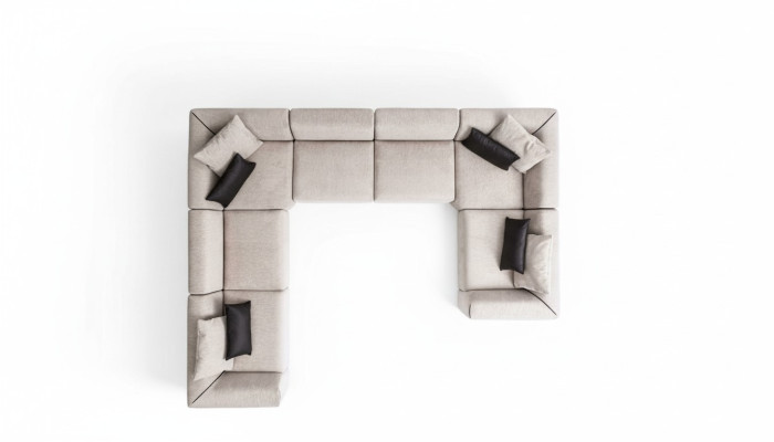 Ecksofa U-form Obývací pokoj Pohovka Beige Příčná sedací souprava