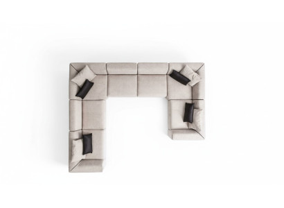 Ecksofa U-form Obývací pokoj Pohovka Beige Příčná sedací souprava
