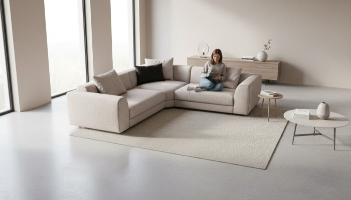 Rohová sedací souprava Beige ve tvaru písmena L Moderní pohovka do obývacího pokoje