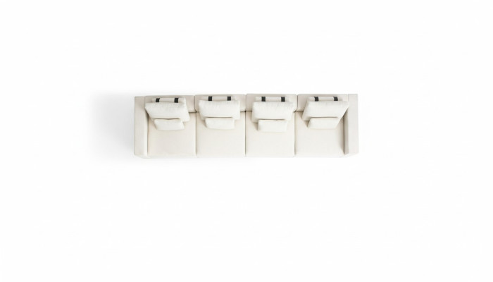 Weißer Sechssitzer Luxus Textil Sofas Wohnzimmer Moderne Sitzgruppe
