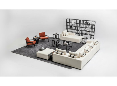 Moderne Weiße Sofagarnitur Ecksofa Wohnlandschaft Sessel 4tlg Stoff Sofa