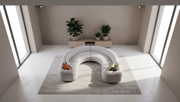 Šedá rohová sedací souprava U-Forma Moderní polstrovaná pohovka Pohovka do obývacího pokoje Designer