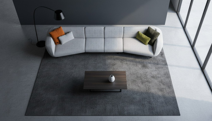Šedá šestimístná pohovka do obývacího pokoje, luxusní designový nábytek