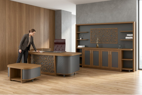 Designer Büro Garnitur Arbeitszimmer Möbel Luxus Set Schreibtisch 4tlg