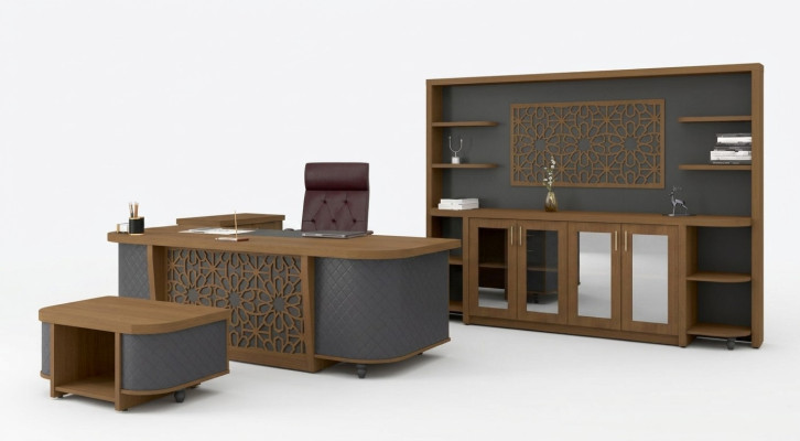 Designer Büro Garnitur Arbeitszimmer Möbel Luxus Set Schreibtisch 4tlg