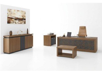 Holzmöbel Büro Set Schreibtisch Couchtisch Arbeitszimmermöbel 4tlg