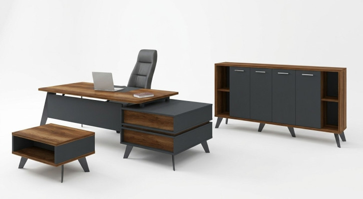 Büromöbel Komplettes Set 3tlg Arbeitszimmermöbel Schreibtisch Schrank