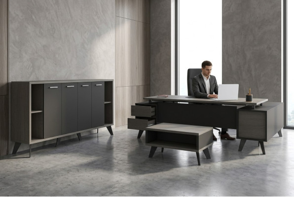 Arbeitszimmer Büro Möbel Schreibtisch Couchtisch Aktenschrank 3tlg Set