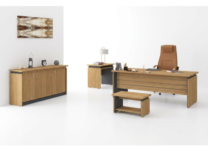 Arbeitszimmer Holzeinrichtung Komplettes Set Schreibtisch Büromöbel 4tlg