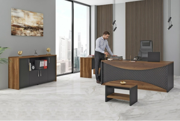 Arbeitszimmer Holzmöbel Büro Set Schreibtisch Aktenschrani Couchtisch