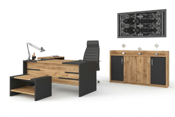 Kancelářský nábytek Sada kancelářského nábytku Psací stůl Skříň Styl Moderní Nový 4 ks.