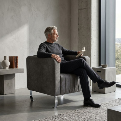 Grau Sessel Modern Design Möbel Arbeitszimmer Neu Büro Textil