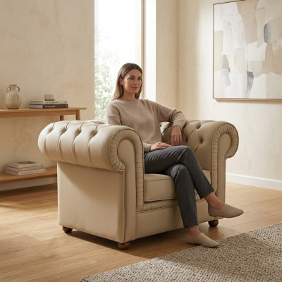 Chesterfield Sessel Luxus Büromöbel Einsitzer Polstersessel Modern