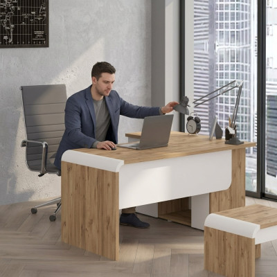 Brauner Eckschreibtisch Büromöbel Design Schreibtisch Chefschreibtisch