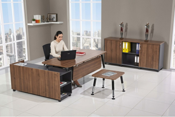 Tisch Holzmöbel Büro Set Arbeitszimmermöbel Eckschreibtisch Schränke 3 tlg