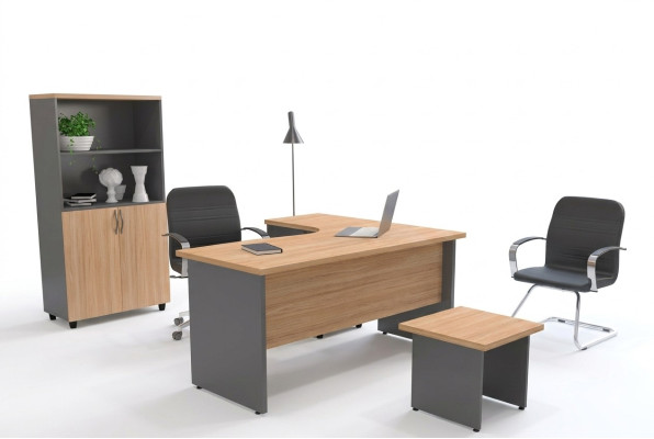 Büroausstattungsset Arbeitsplatz-Ausstattung Eckschreibtisch Aktenschrank