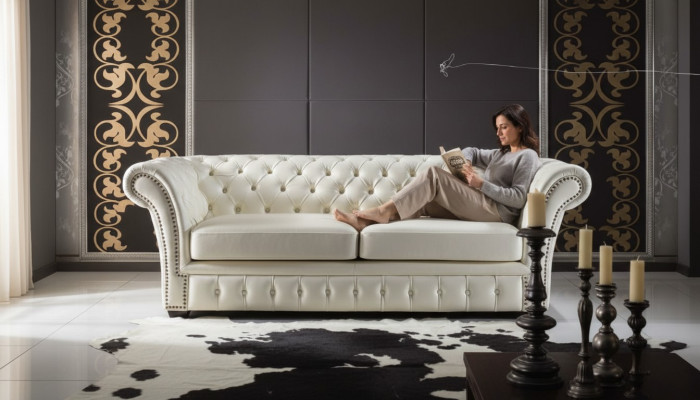 Chesterfield Sofa Luxus Dreisitzer Sofas Wohnzimmer Couchen Weiß