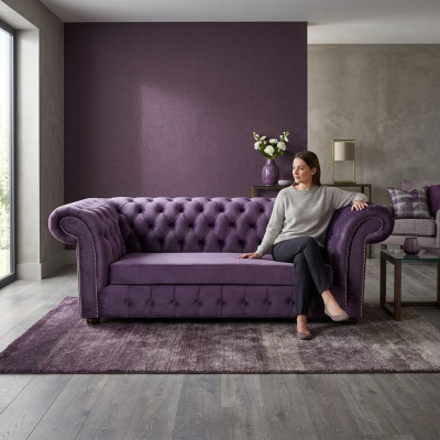 Chesterfield Sofa Dreisitzer Sofas Couch Polster Textil Lila Couchen Samt