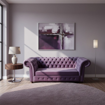 Chesterfield Sofa Dreisitzer Sofas Couch Polster Textil Lila Couchen Samt